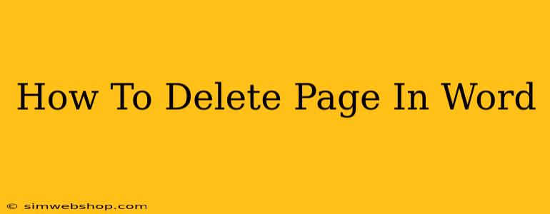 How To Delete Page In Word