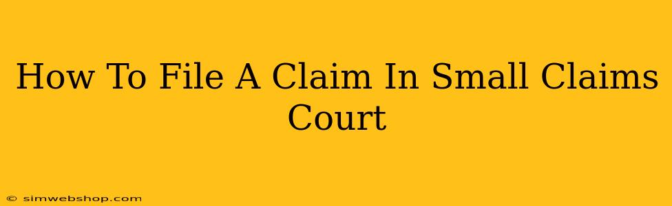 How To File A Claim In Small Claims Court