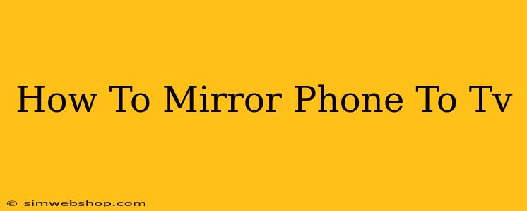 How To Mirror Phone To Tv