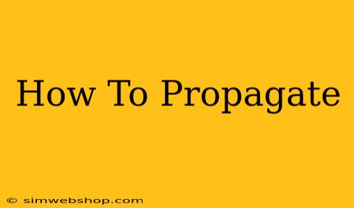 How To Propagate