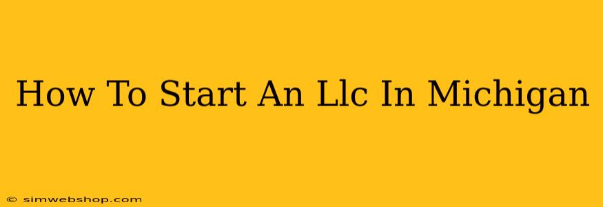 How To Start An Llc In Michigan